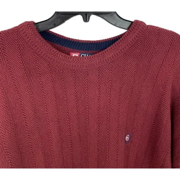 Chaps Ralph Lauren Sweater Burgundy Wine Mens Size Large 100% Cotton - Picture 3 of 9